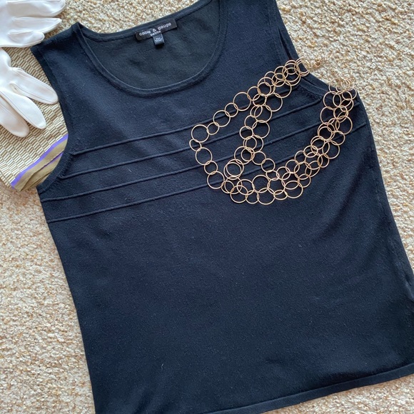 Cable & Gauge Tops - Black Sleeveless Knit Top by Cable and Gauge